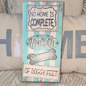 Hobby Lobby Teal and Cream Doggy Feet Sign